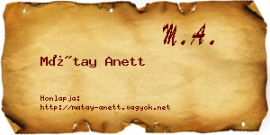 Mátay Anett névjegykártya